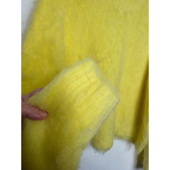 Madewell Size M Brushed V-Neck Sweater Heather Lemon Pullover Alpaca Wool NWT - Picture 7 of 13